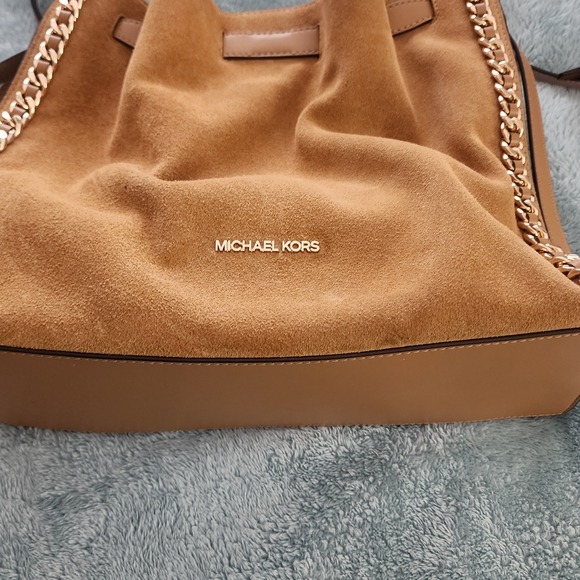 Michael Kors Brown Suede Shoulder Bag with Chain - Picture 1 of 2